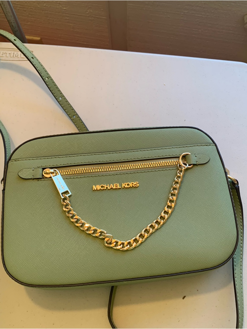 NWOT Michael Kors green leather crossbody small bag